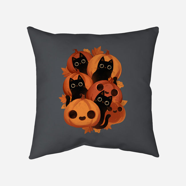 Pumpkins And Black Cats-none removable cover w insert throw pillow-ricolaa