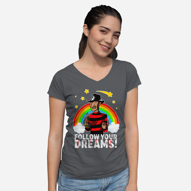 Follow All Your Dreams-womens v-neck tee-Diego Oliver
