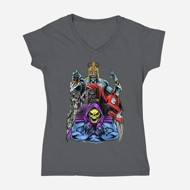 Secular Villains-womens v-neck tee-Conjura Geek