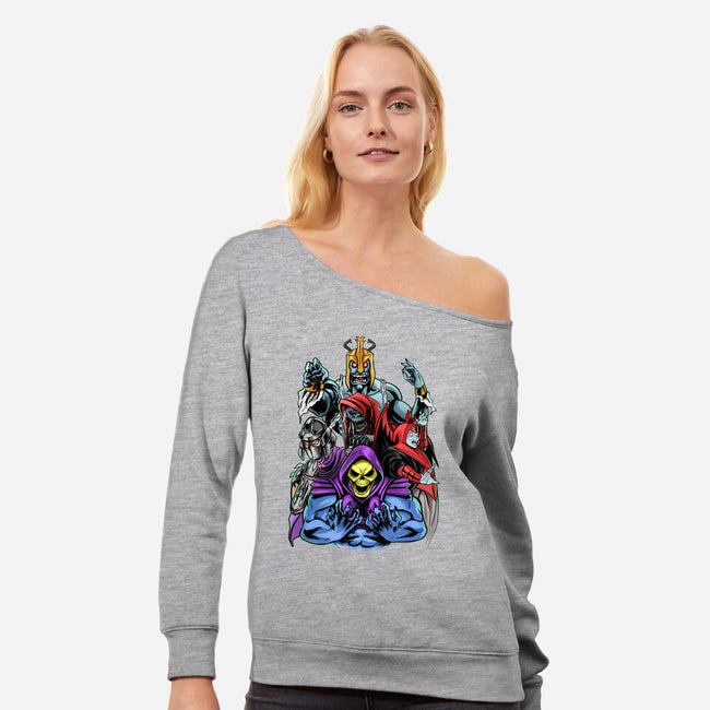 Secular Villains-womens off shoulder sweatshirt-Conjura Geek