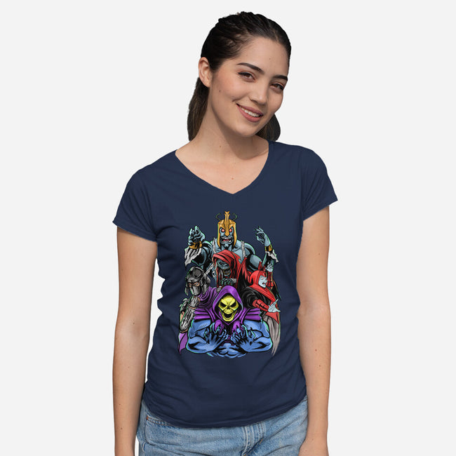 Secular Villains-womens v-neck tee-Conjura Geek