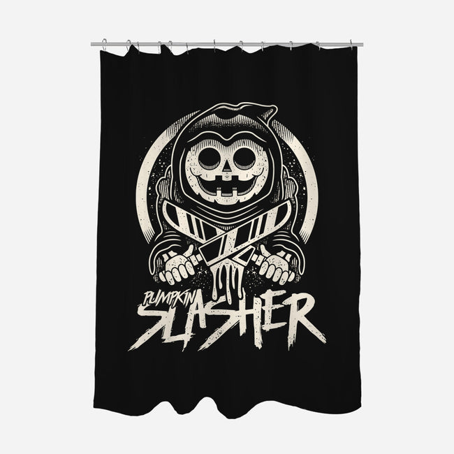 Pumpkin The Slasher-none polyester shower curtain-Logozaste