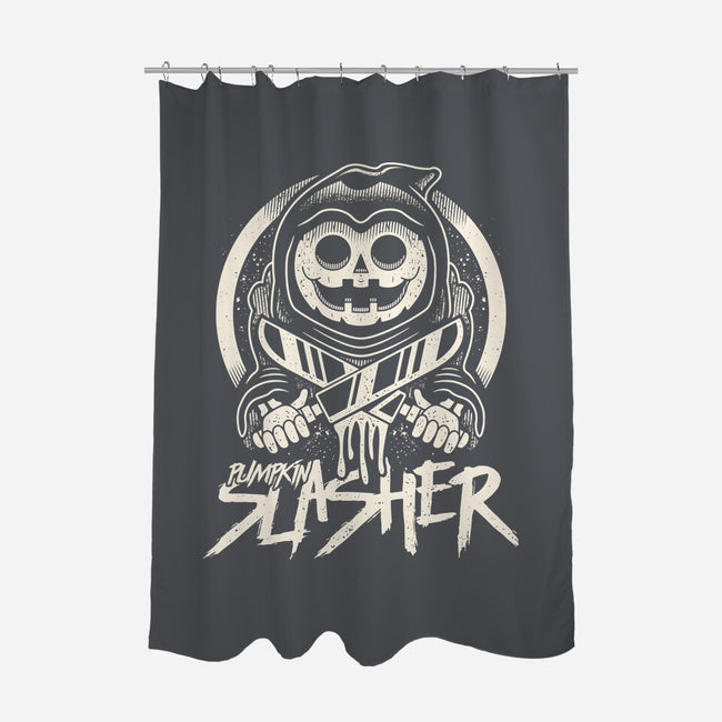 Pumpkin The Slasher-none polyester shower curtain-Logozaste