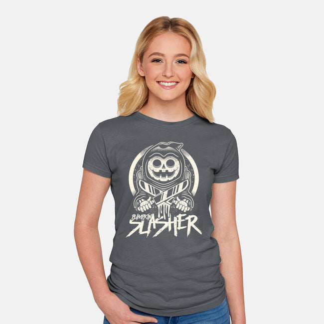 Pumpkin The Slasher-womens fitted tee-Logozaste