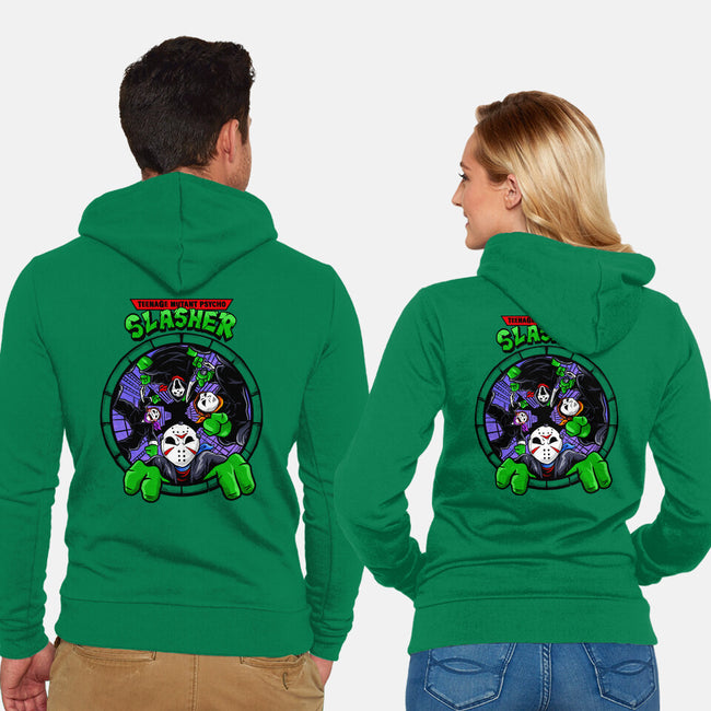 Four Slashers-unisex zip-up sweatshirt-spoilerinc