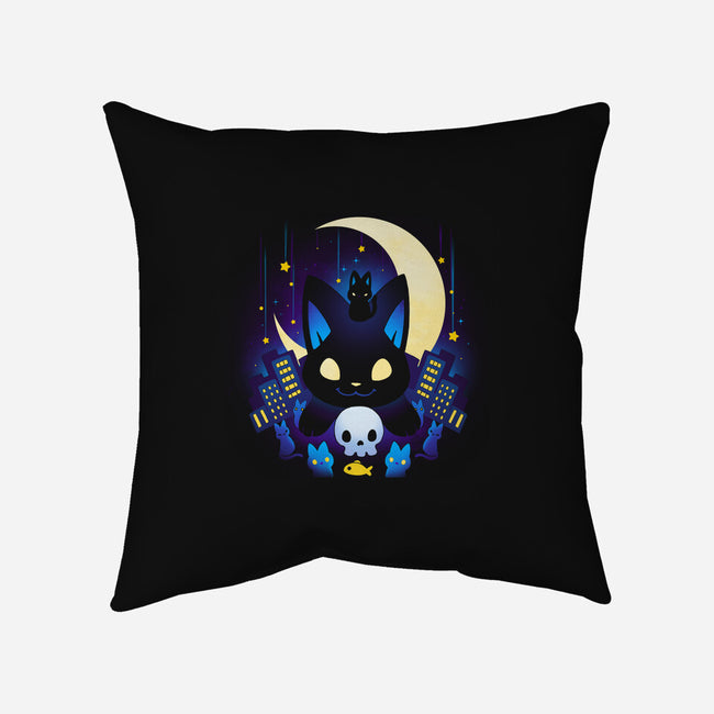 Kittens Midnight City-none removable cover w insert throw pillow-Vallina84