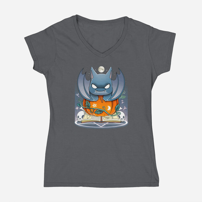 Spooky Bat-womens v-neck tee-Vallina84
