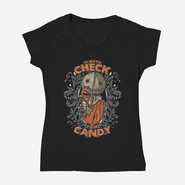 Check Your Candy-womens v-neck tee-turborat14
