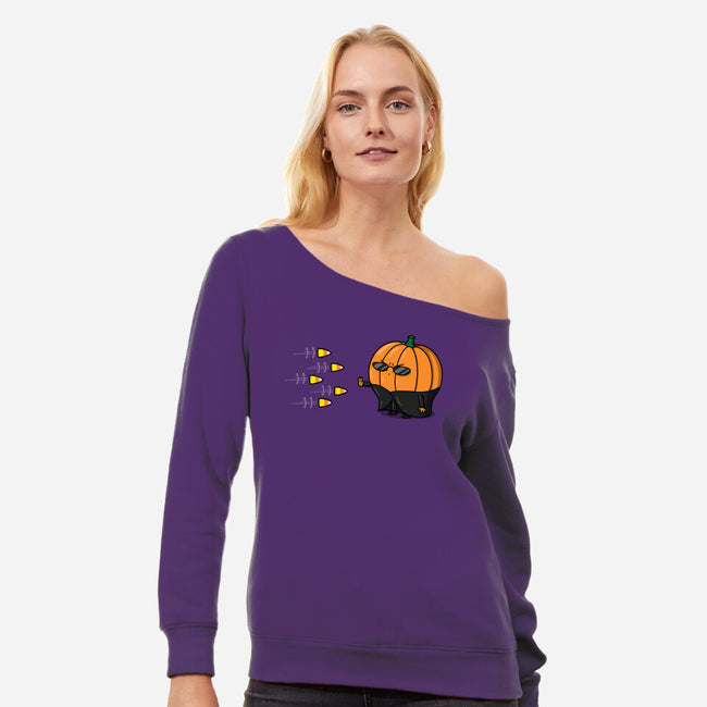 The Chosen Pumpkin-womens off shoulder sweatshirt-Raffiti