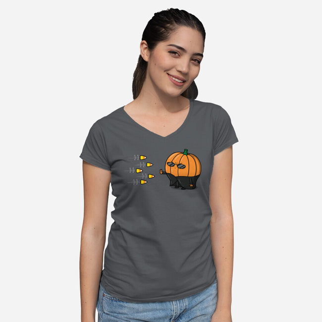 The Chosen Pumpkin-womens v-neck tee-Raffiti