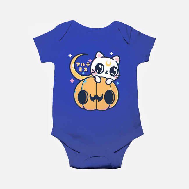 Artemis Halloween Cat-baby basic onesie-maruart