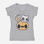 Artemis Halloween Cat-womens v-neck tee-maruart