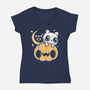 Artemis Halloween Cat-womens v-neck tee-maruart