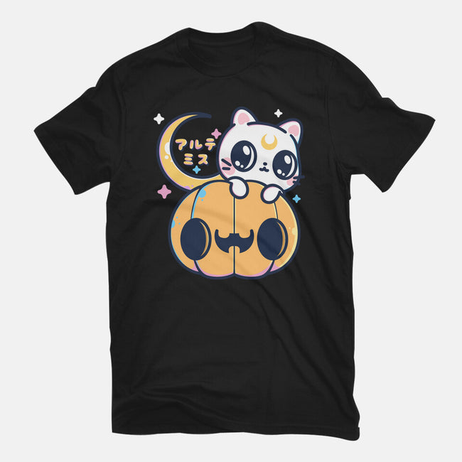 Artemis Halloween Cat-womens basic tee-maruart