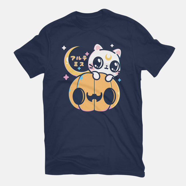 Artemis Halloween Cat-womens basic tee-maruart