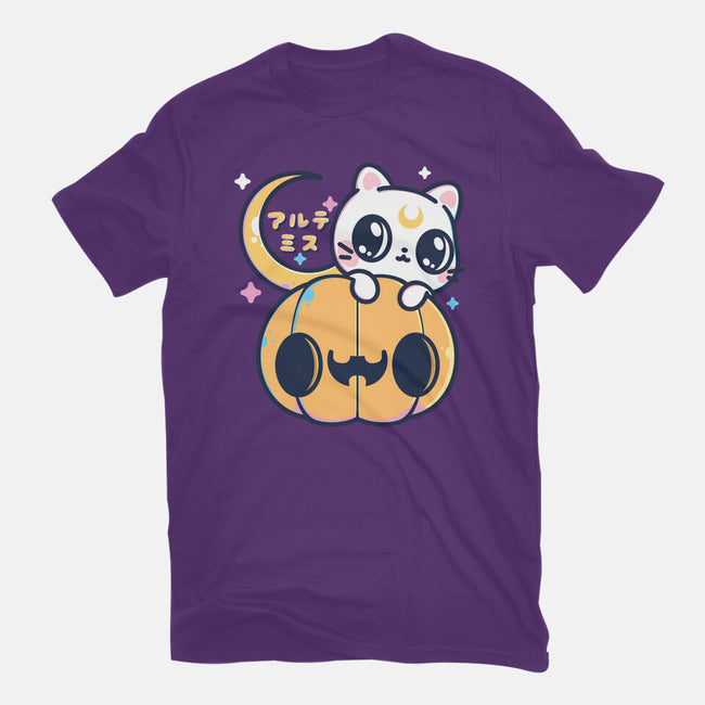 Artemis Halloween Cat-womens basic tee-maruart