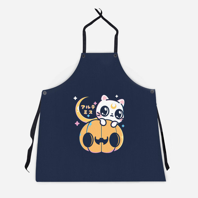 Artemis Halloween Cat-unisex kitchen apron-maruart