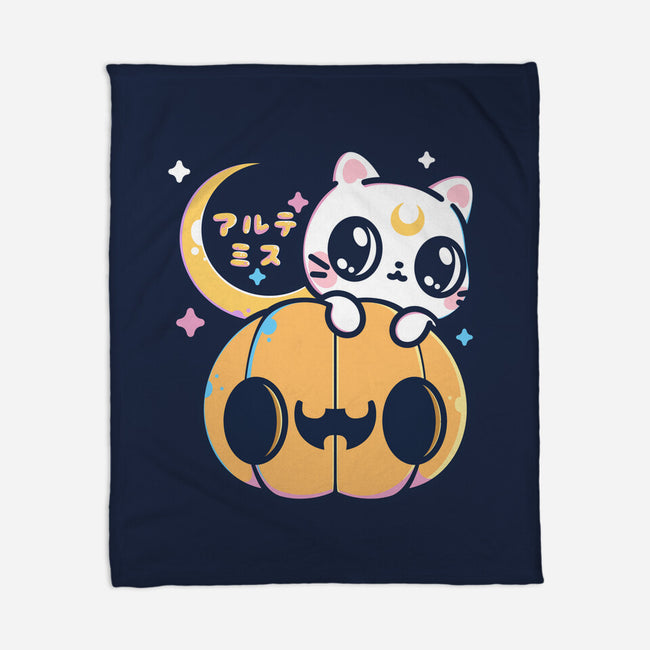 Artemis Halloween Cat-none fleece blanket-maruart