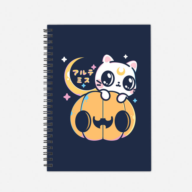 Artemis Halloween Cat-none dot grid notebook-maruart