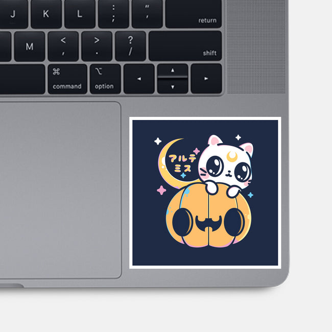 Artemis Halloween Cat-none glossy sticker-maruart