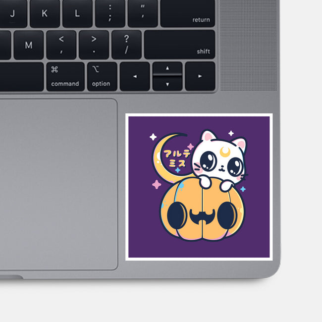 Artemis Halloween Cat-none glossy sticker-maruart