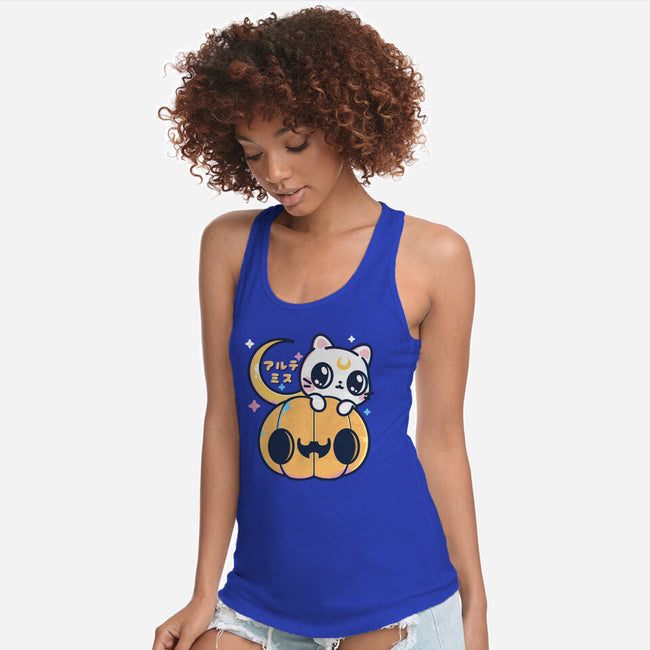 Artemis Halloween Cat-womens racerback tank-maruart