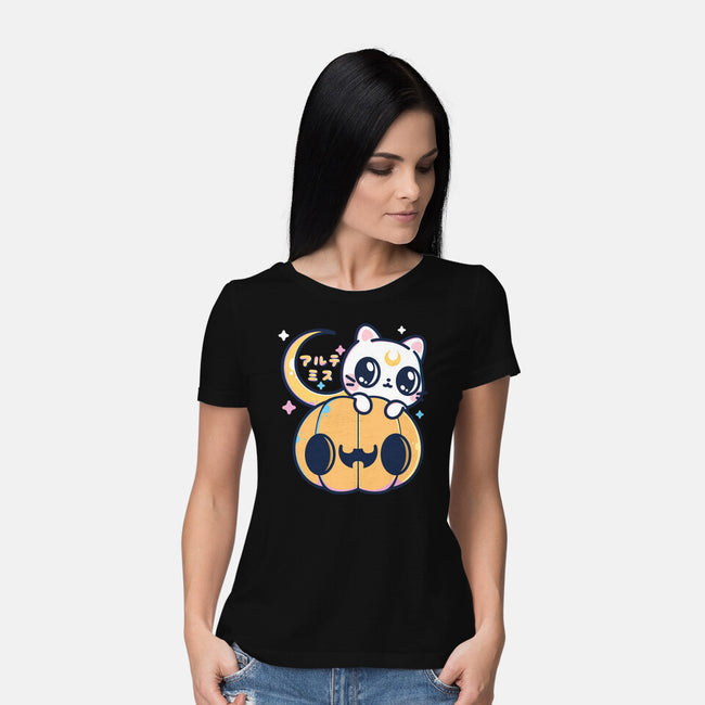 Artemis Halloween Cat-womens basic tee-maruart