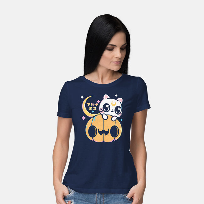 Artemis Halloween Cat-womens basic tee-maruart