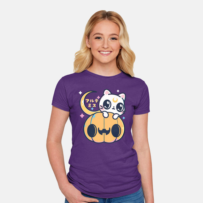 Artemis Halloween Cat-womens fitted tee-maruart
