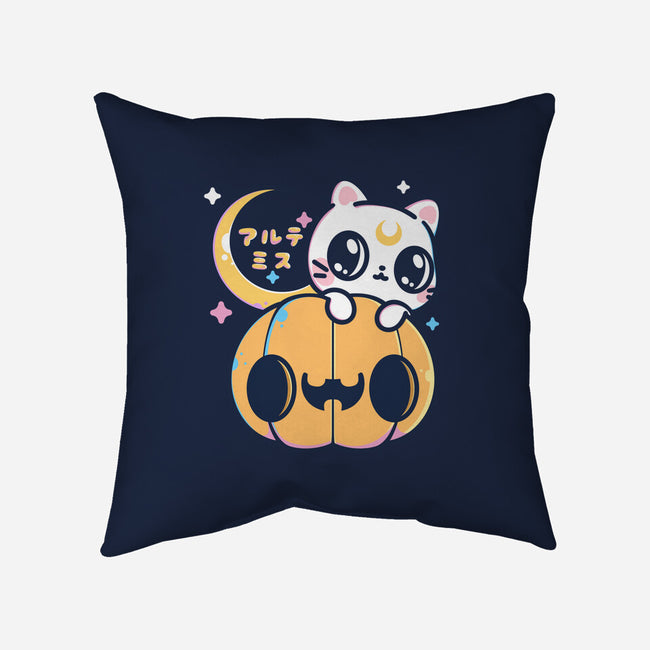 Artemis Halloween Cat-none removable cover w insert throw pillow-maruart