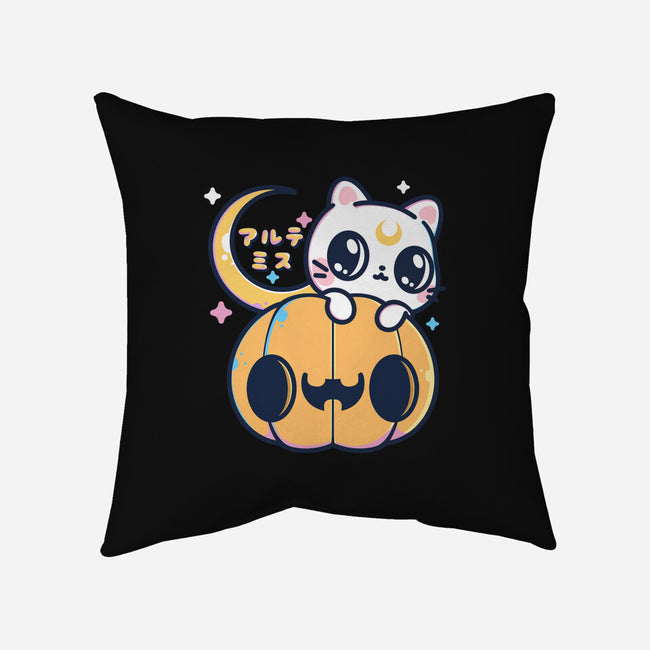 Artemis Halloween Cat-none removable cover throw pillow-maruart