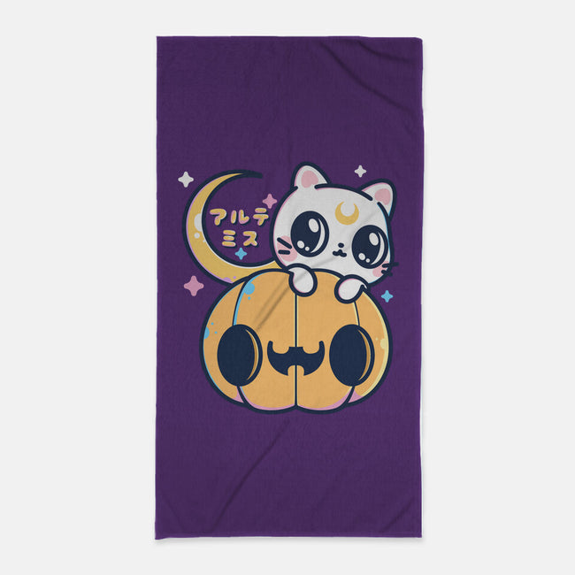 Artemis Halloween Cat-none beach towel-maruart