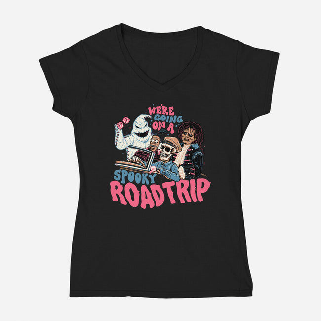 Spooky Roadtrip-womens v-neck tee-momma_gorilla