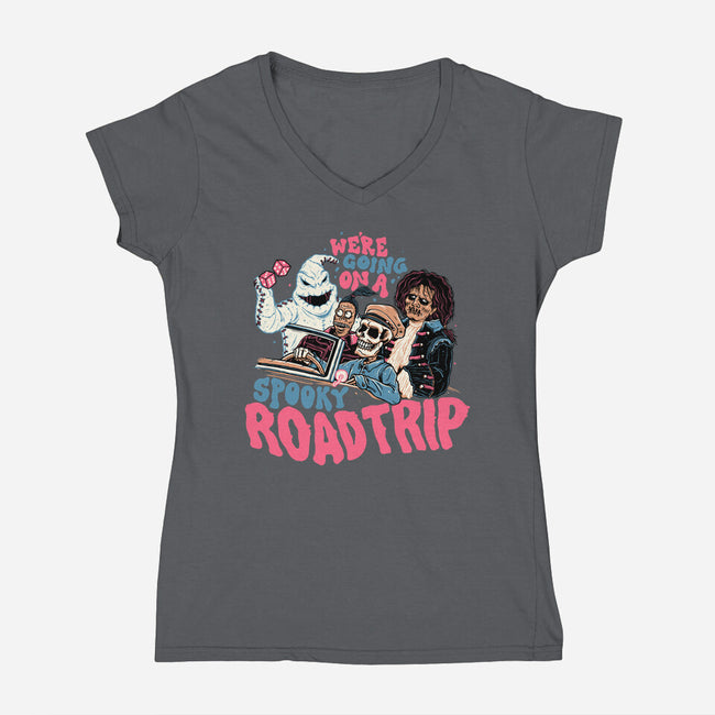Spooky Roadtrip-womens v-neck tee-momma_gorilla