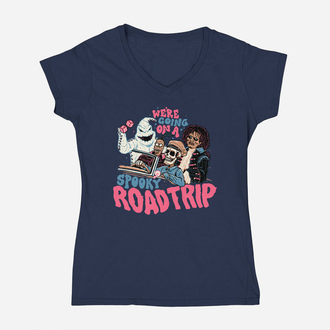 Spooky Roadtrip-womens v-neck tee-momma_gorilla