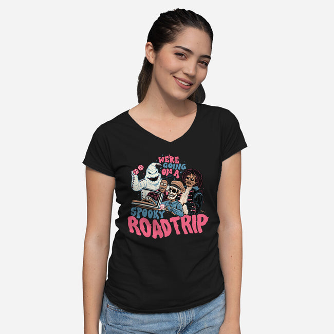 Spooky Roadtrip-womens v-neck tee-momma_gorilla