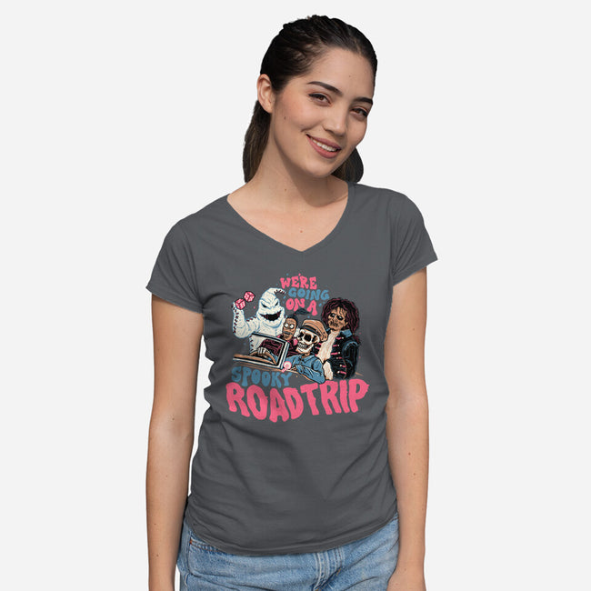 Spooky Roadtrip-womens v-neck tee-momma_gorilla