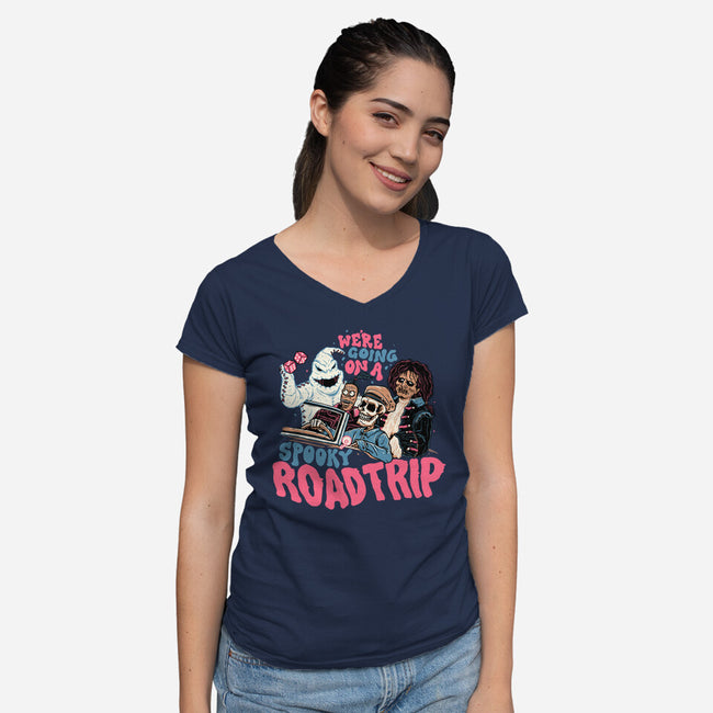 Spooky Roadtrip-womens v-neck tee-momma_gorilla