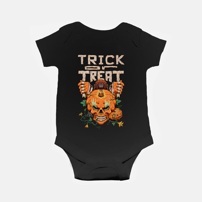 Trick or Treat Pumpkin Skull-baby basic onesie-wahyuzi