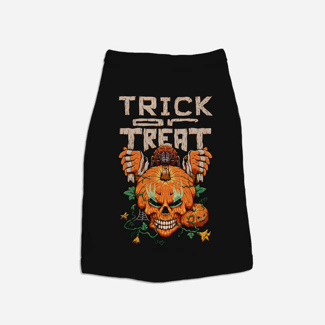 Trick or Treat Pumpkin Skull-cat basic pet tank-wahyuzi