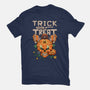 Trick or Treat Pumpkin Skull-womens fitted tee-wahyuzi