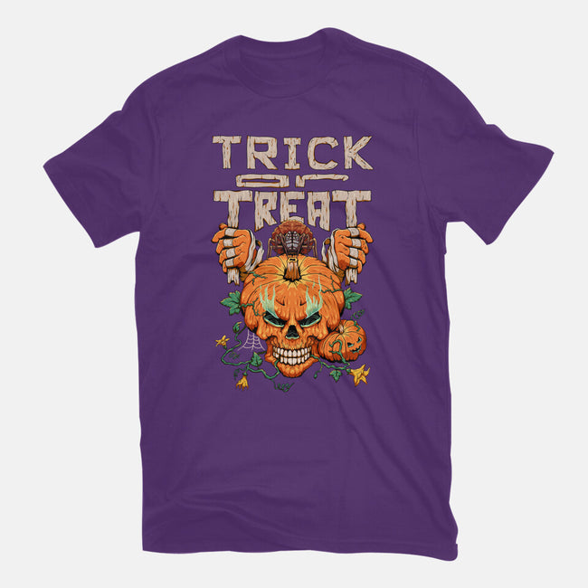 Trick or Treat Pumpkin Skull-womens basic tee-wahyuzi