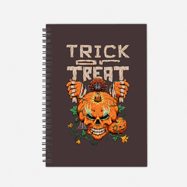 Trick or Treat Pumpkin Skull-none dot grid notebook-wahyuzi
