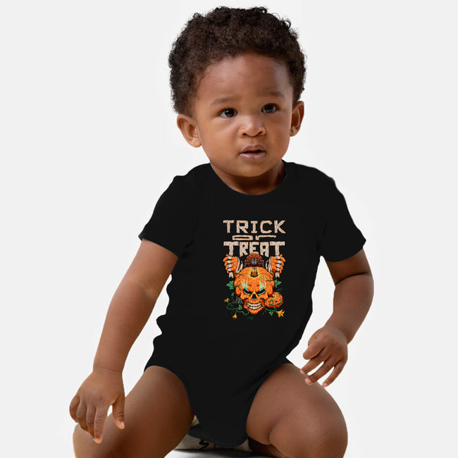 Trick or Treat Pumpkin Skull-baby basic onesie-wahyuzi