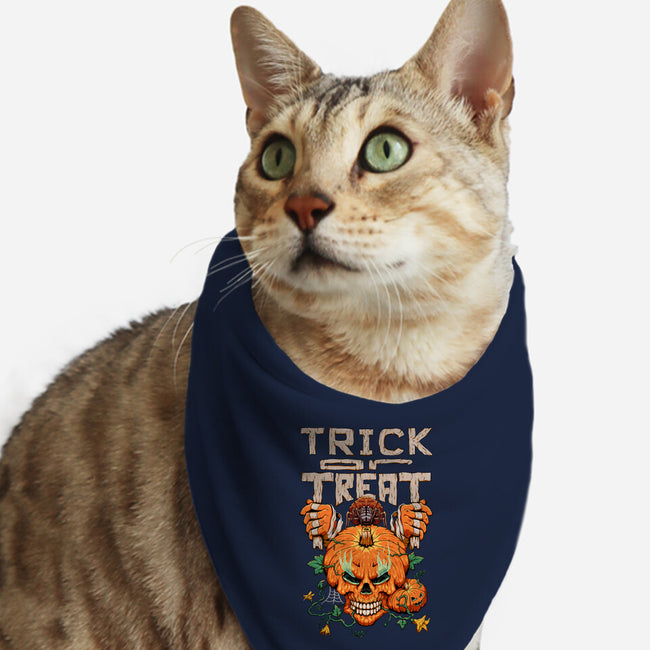 Trick or Treat Pumpkin Skull-cat bandana pet collar-wahyuzi