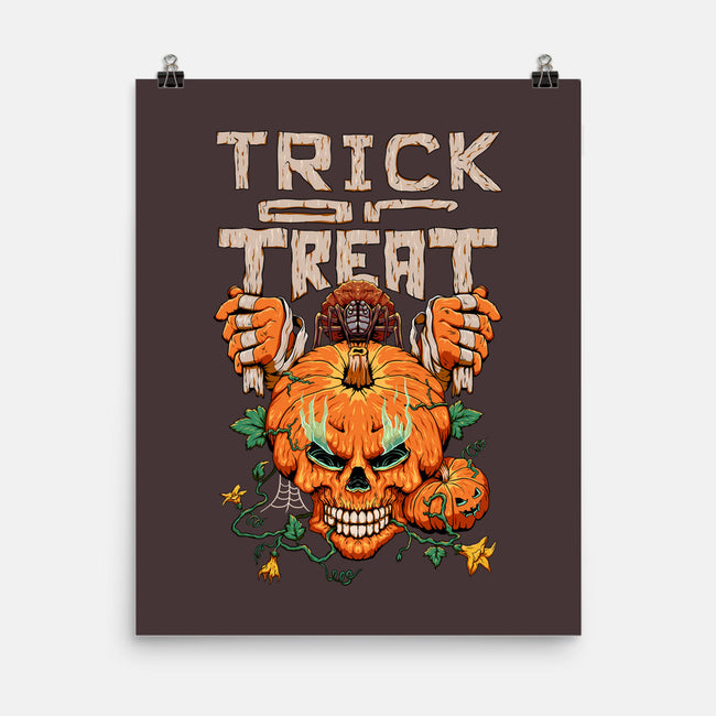 Trick or Treat Pumpkin Skull-none matte poster-wahyuzi