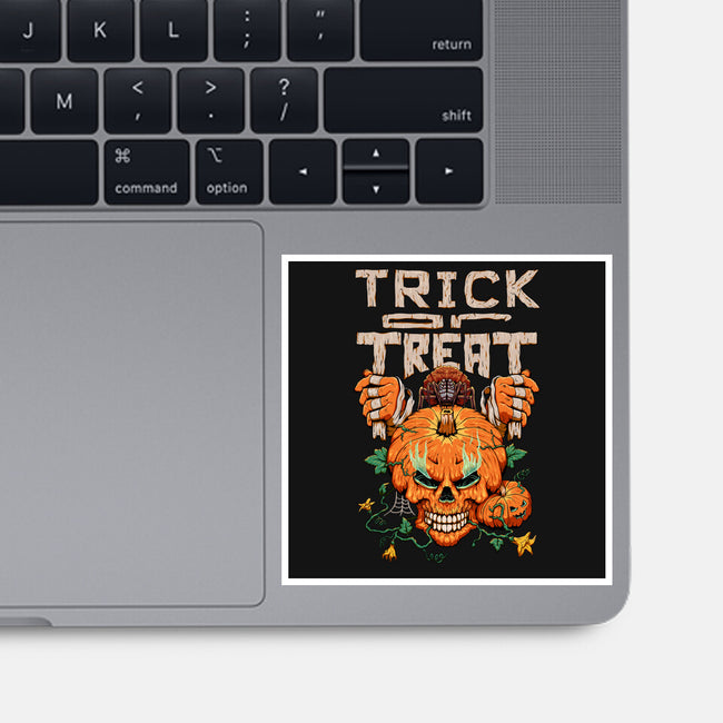 Trick or Treat Pumpkin Skull-none glossy sticker-wahyuzi