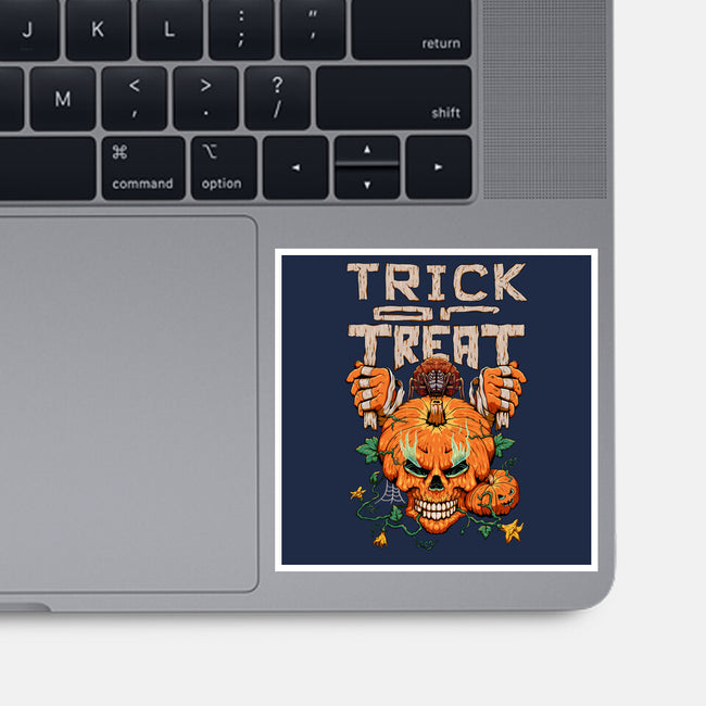 Trick or Treat Pumpkin Skull-none glossy sticker-wahyuzi