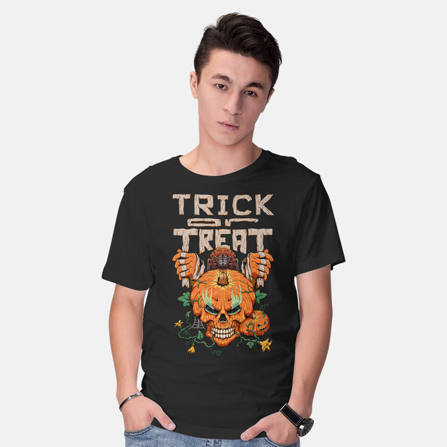 Trick or Treat Pumpkin Skull-mens basic tee-wahyuzi