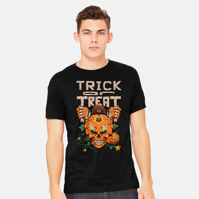 Trick or Treat Pumpkin Skull-mens heavyweight tee-wahyuzi